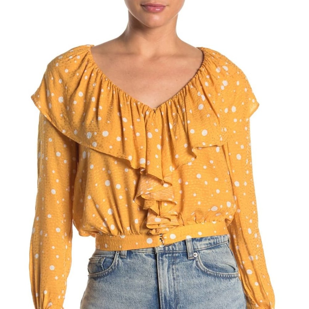 SOLD Lumiere Ruffled Dot Print Top size S